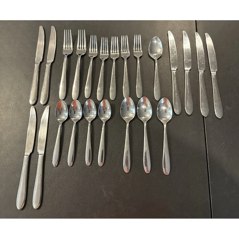Oneida OHS468 Round Tip Stainless Steel Flatware Silverware 23 Pieces Variety